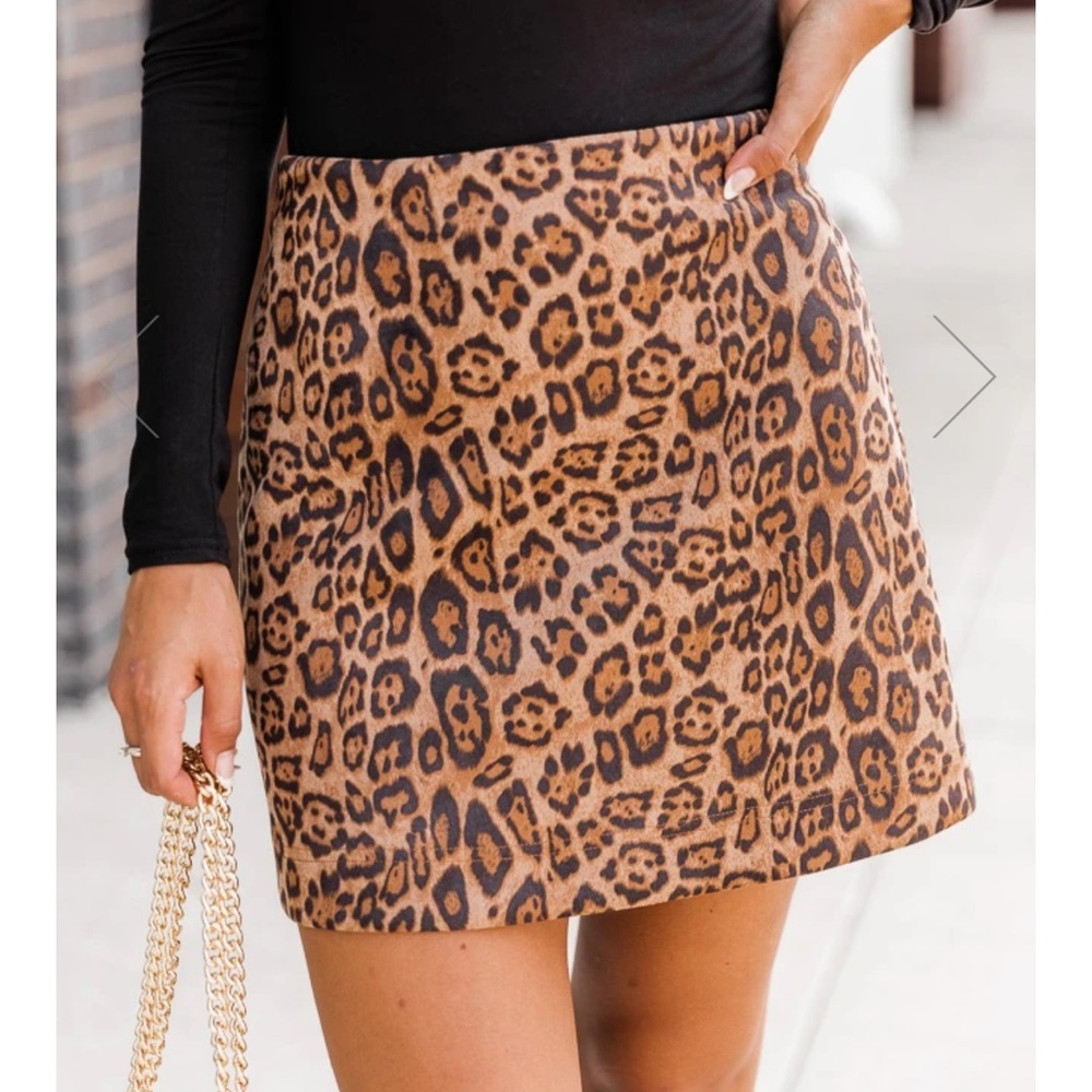 ANIMAL PRINT A-LINE SUEDE SKIRT